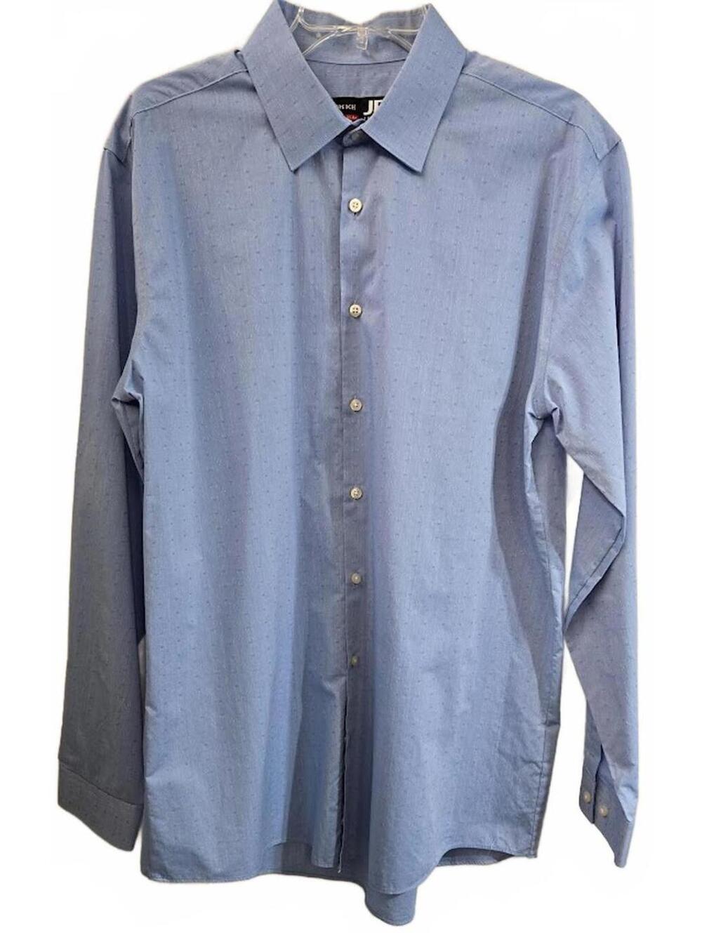 JF J. Ferrar Men's Light Blue Dress Shirt Slim Size L